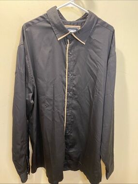 Benjamin Black Men's Black Button-Up Shirt with Contrast Trim Plus Sz 3XL